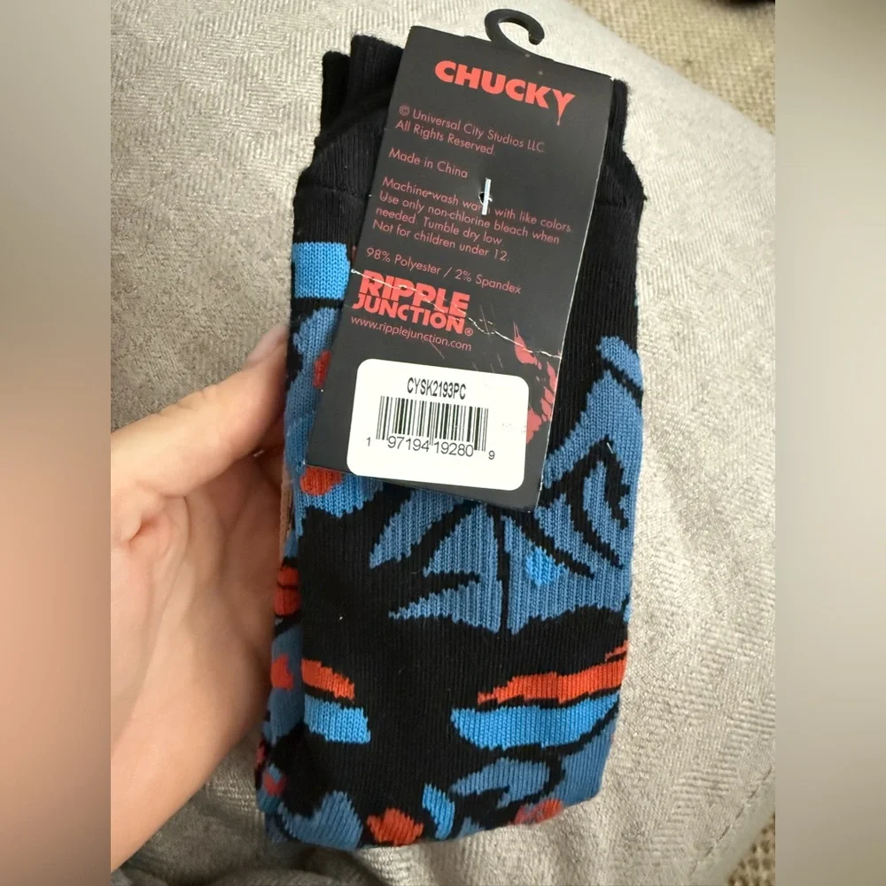 Ripple Junction Horror Graphic Socks - Black and Blue - Picture 2 of 2